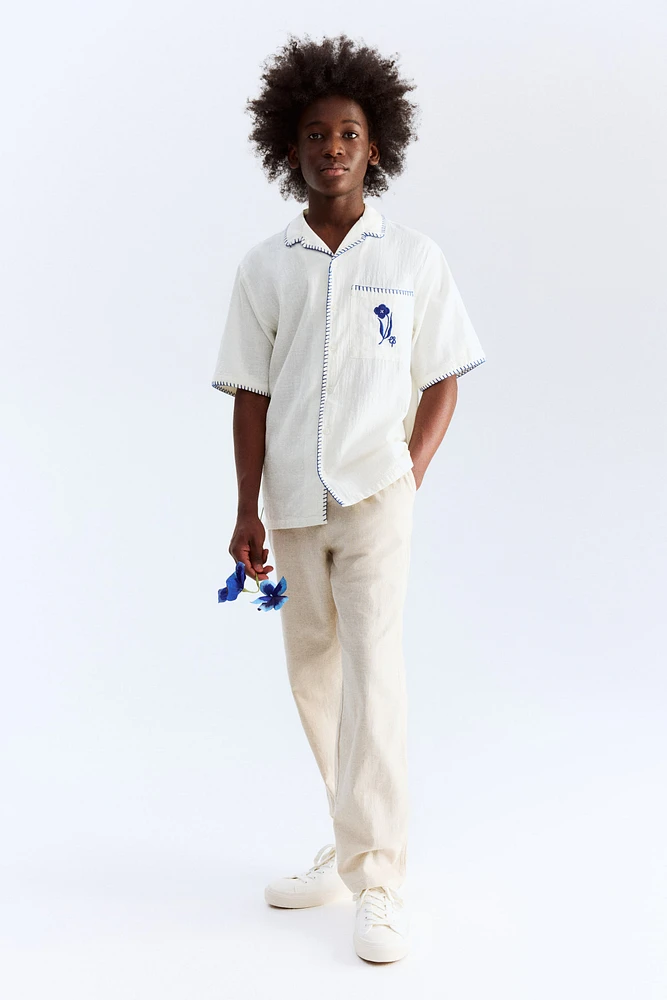 Cotton Resort Shirt with Motif