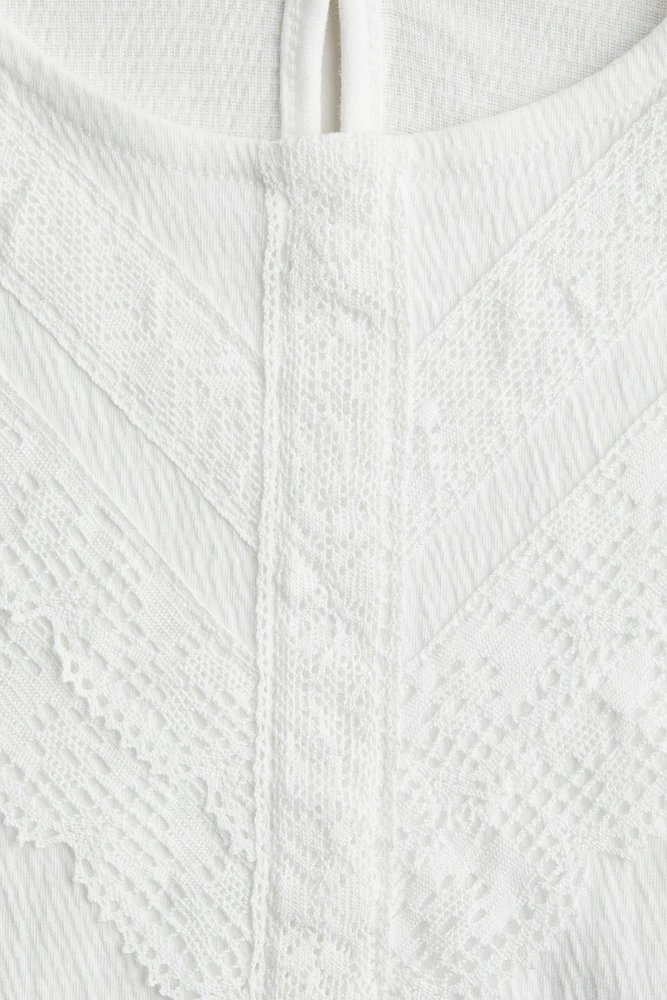 Lace-Detail Cotton Blouse