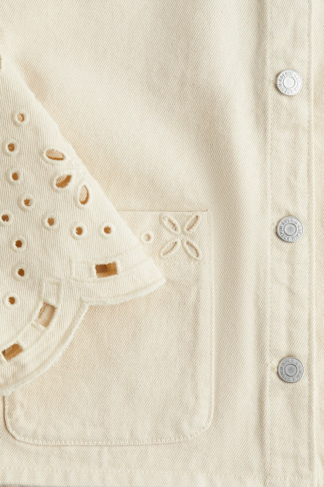 Denim Jacket with Eyelet Embroidery