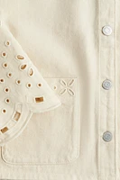 Denim Jacket with Eyelet Embroidery