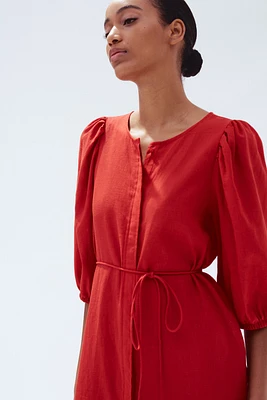 Linen-blend dress