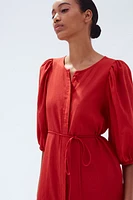Linen-blend dress