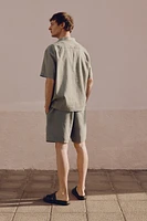 Regular-Fit Short-Sleeved Linen-Blend Shirt