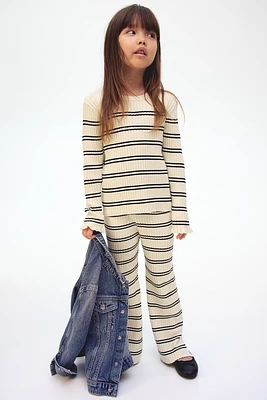Flared Rib-Knit Pants