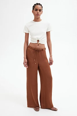 Wide-Leg Drawstring Pants