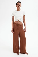 Wide-Leg Drawstring Pants