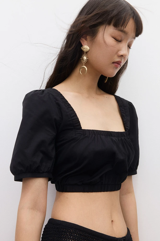 Lacing-detail cotton blouse