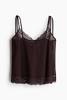 Lace-Trimmed Top with Tie Shoulder Straps