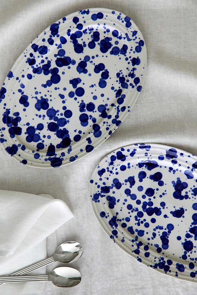 Speckled-Glaze Stoneware Serving Plate