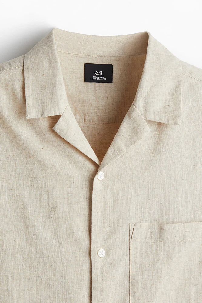 Regular-Fit Short-Sleeved Linen-Blend Shirt