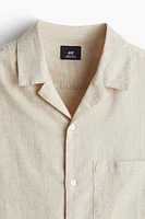 Regular-Fit Short-Sleeved Linen-Blend Shirt