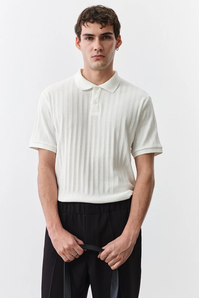 Slim-Fit Textured Jersey Polo Shirt