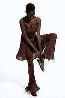 Pantalon en tricot côtelé de soie mélangée