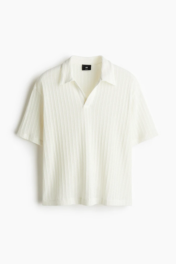 Loose Fit Jacquard-Knit Polo Shirt