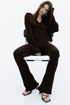 Flared Cable-Knit-Look Pants