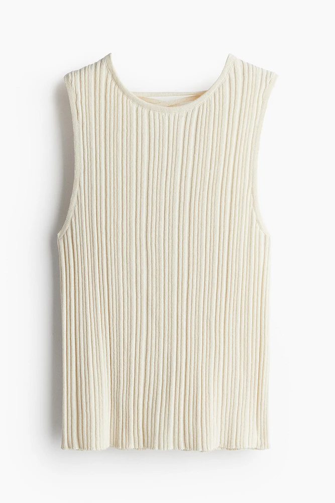 Lacing-detail Rib-knit Tank Top