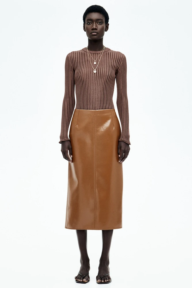 Sheer Rib-Knit Top