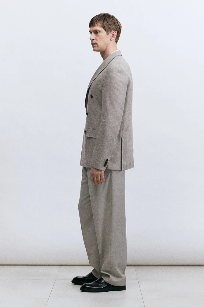 Relaxed-Fit Double-Breasted Linen-Blend Jacket