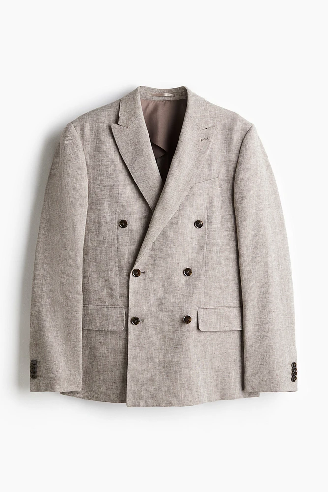 Relaxed-Fit Double-Breasted Linen-Blend Jacket