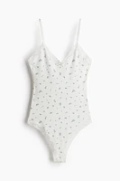 Lace-Trimmed Cotton Bodysuit