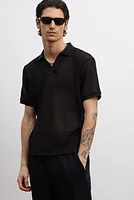Regular-Fit Hole-Knit Polo Shirt