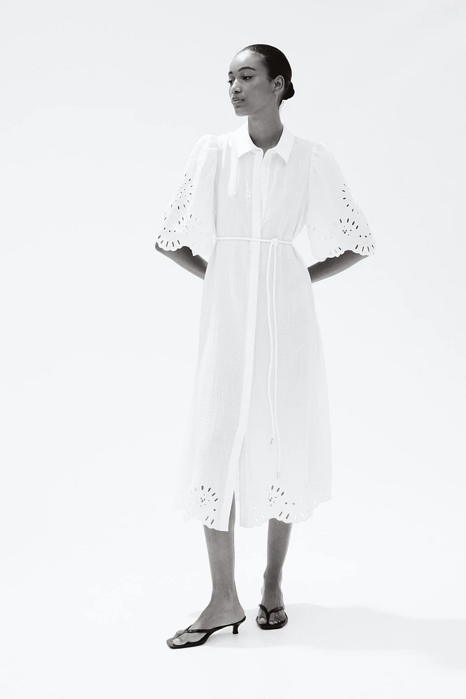 Shirt Dress with Eyelet Embroidery
