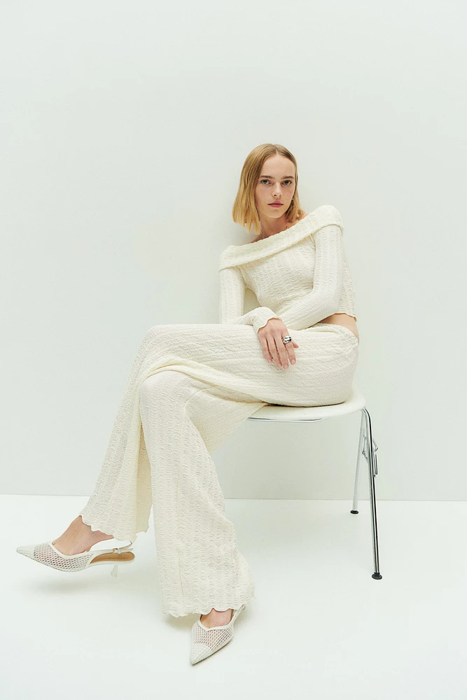 Wide-Leg Textured Pants
