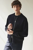 Slim Fit Bomber-Style Fine-Knit Cardigan