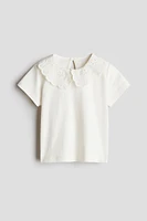 Top with Eyelet-Embroidered Collar