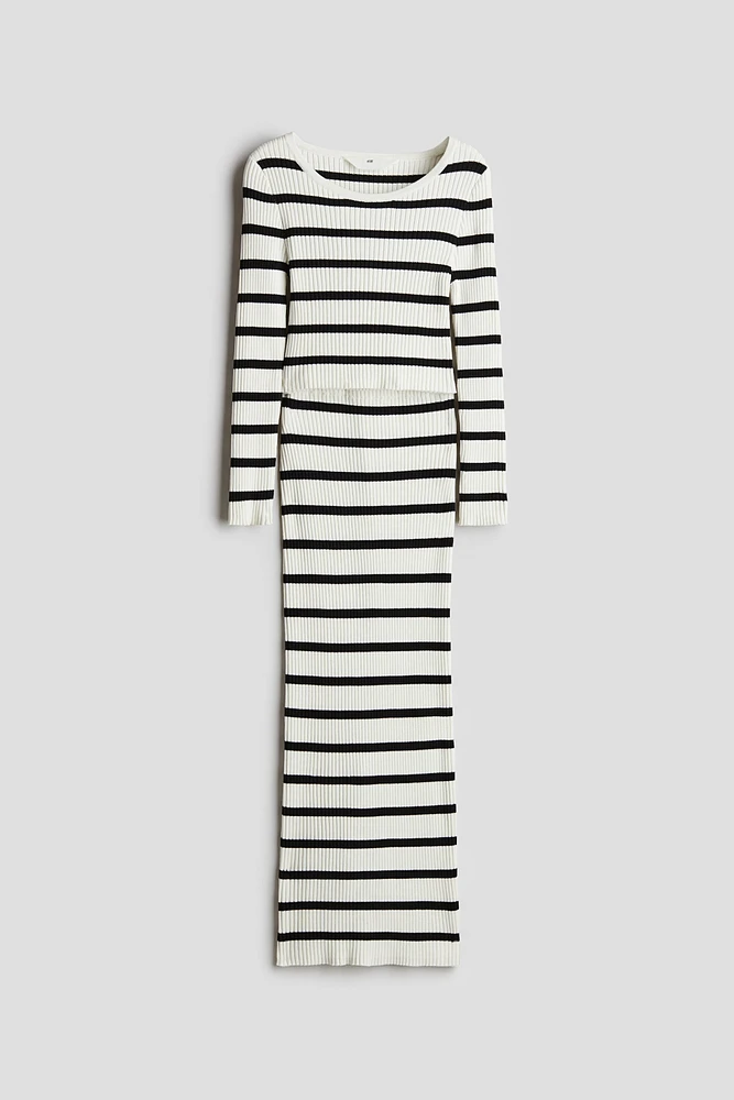 2-piece Rib-Knit Top and Skirt Set