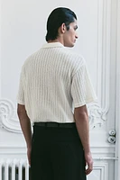 Loose Fit Jacquard-Knit Polo Shirt