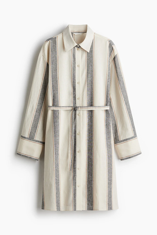 Linen-Blend Shirt Dress