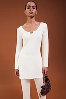 Knit Dress with Flared Skirt