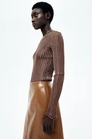 Sheer Rib-Knit Top