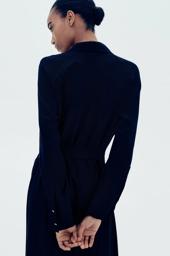 Tie-belt viscose shirt dress