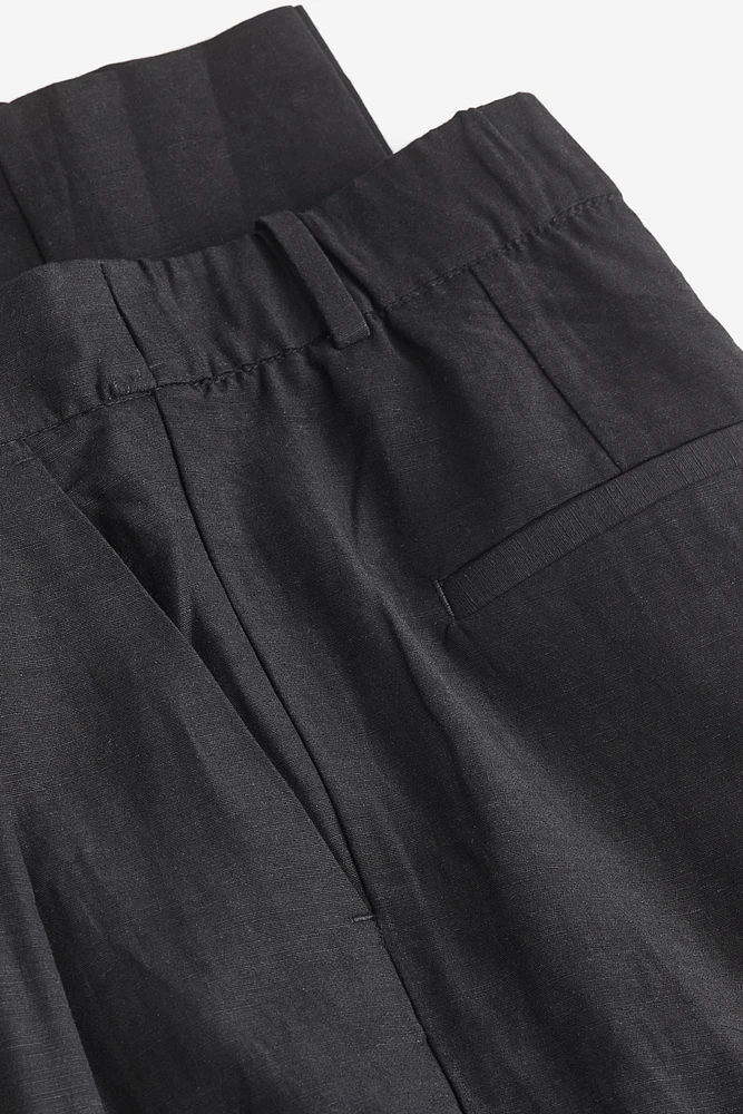 Tapered Linen-blend Pants