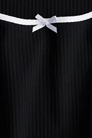 Overlocked-Trim Dress with Flared Skirt
