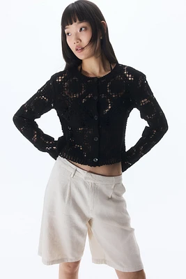 Crochet-Look Cardigan