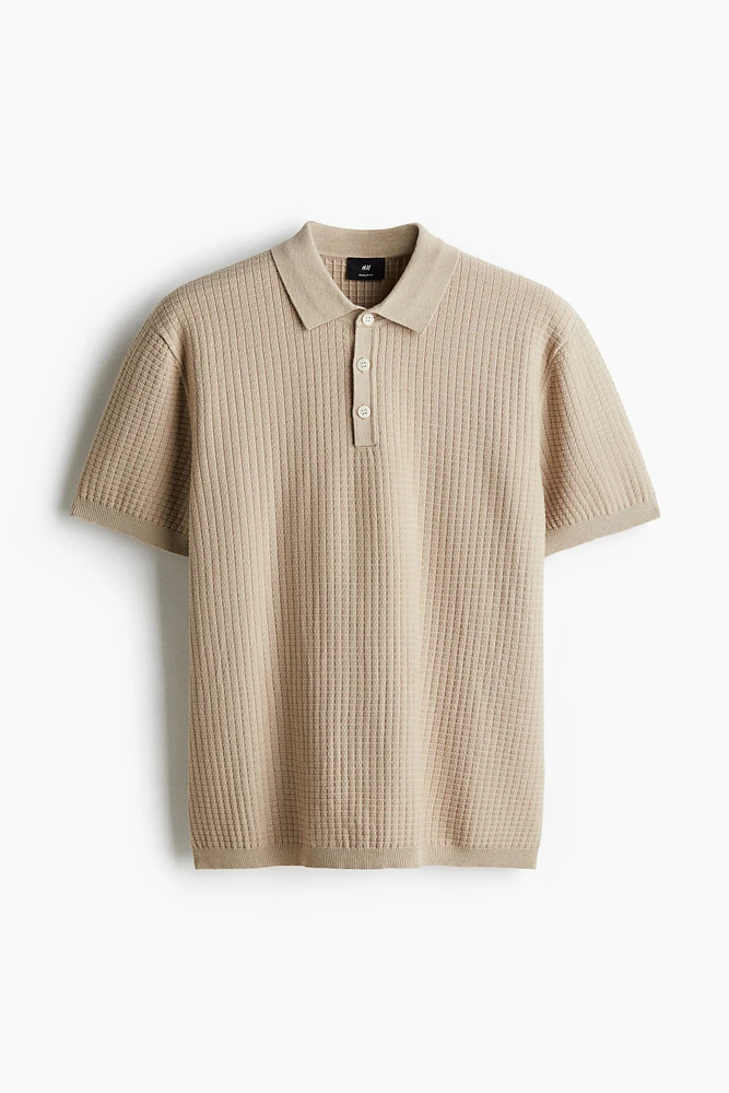 Regular Fit Textured-Knit Polo Shirt
