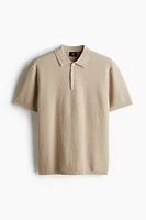 Regular Fit Textured-Knit Polo Shirt