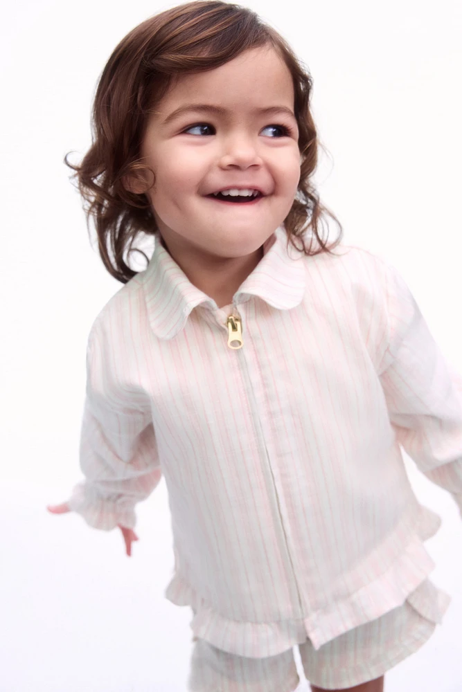 Ruffled Linen-Blend Overshirt