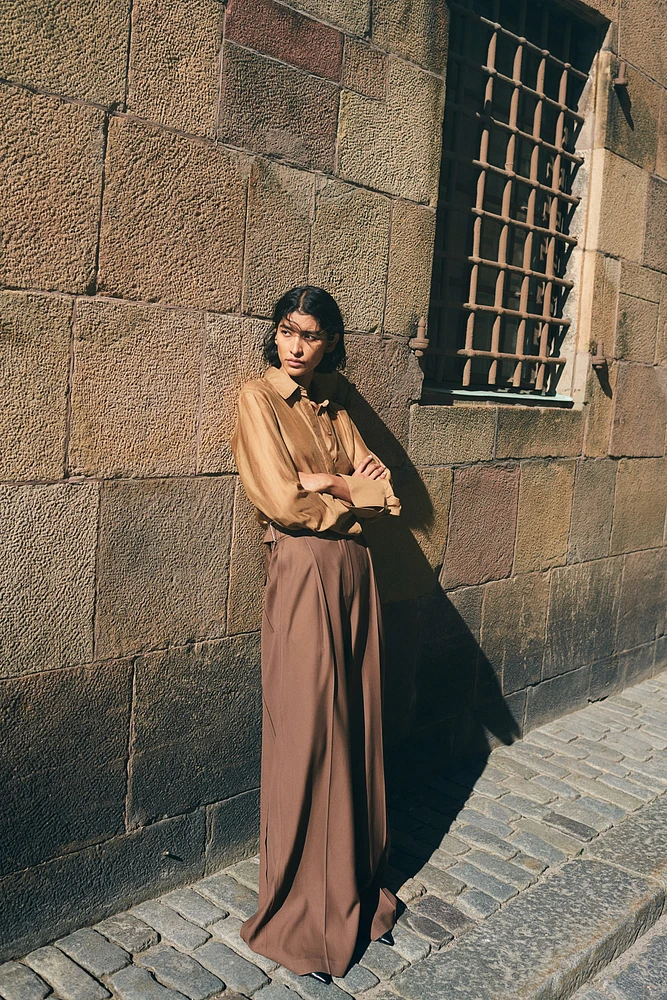 Pantalon droit en laine mélangée