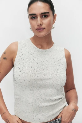 Rhinestone-Embellished Sleeveless Top