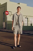Regular-Fit Short-Sleeved Linen-Blend Shirt
