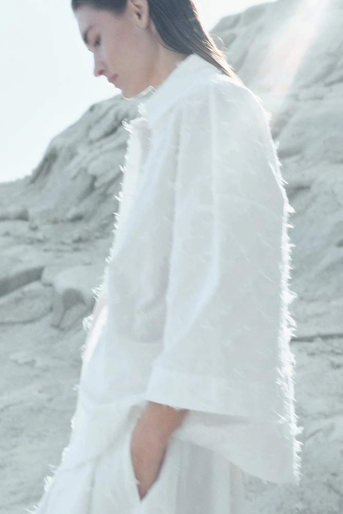 Oversized Fringe-Textured Shirt