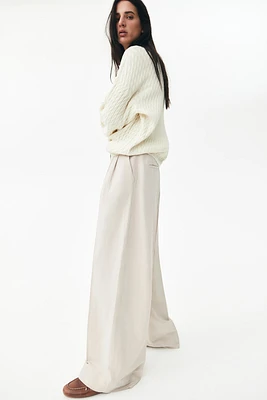 Wide-Leg Linen-Blend Pants