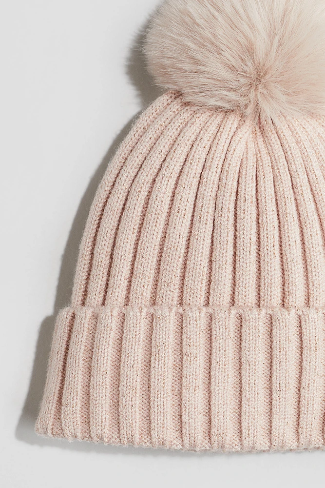 Rib-knit Pompom Hat