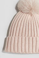 Rib-knit Pompom Hat