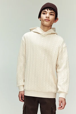 Cable-Knit-Look Hoodie