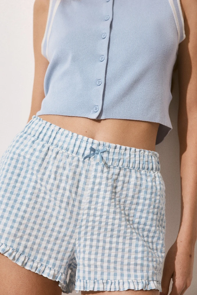 Short en crépon de coton à taille élastique